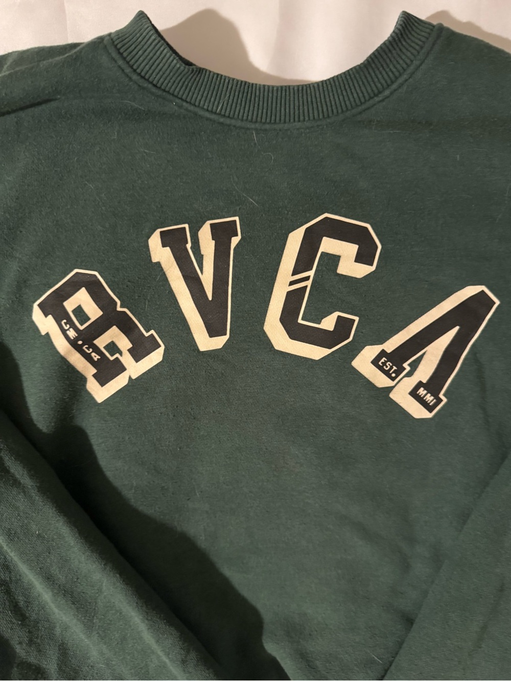 RVCA Men's Forest Green Crewneck Sweatshirt - Picture 2 of 4
